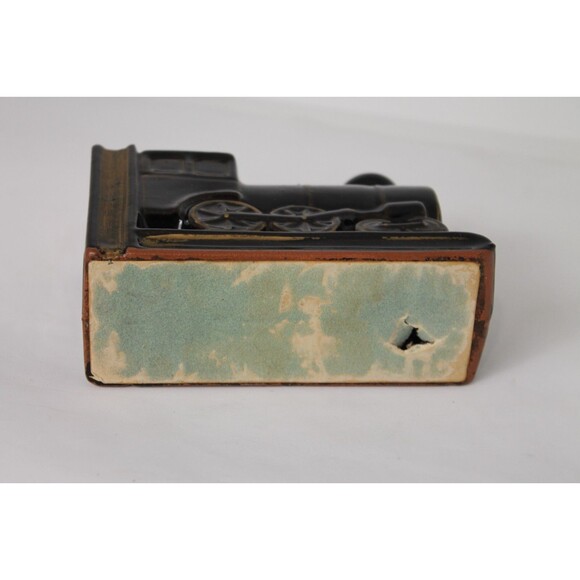 Vintage Red Clay Black Steam Engine Train One Bookend Made In Japan - Picture 3 of 8